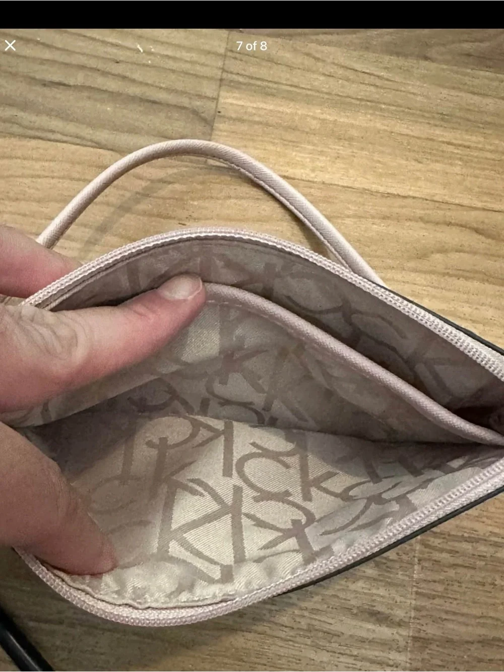 Calvin Klein Pink and Gray Signature Wristlet Clutch